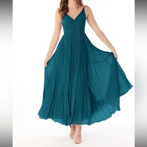 Azazie Raychelle A Line V Neck Chiffon Dress Ink Blue Women 8 Formal Bridesmaid